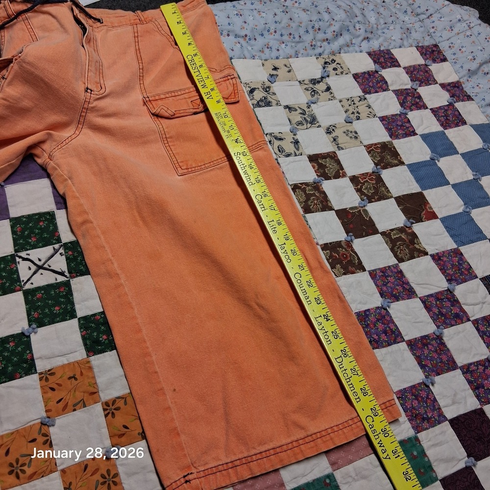 Vintage Girlfriends Extra Long Cargo Shorts Peach Orange Size 15 Y2K Streetwear - Picture 12 of 13